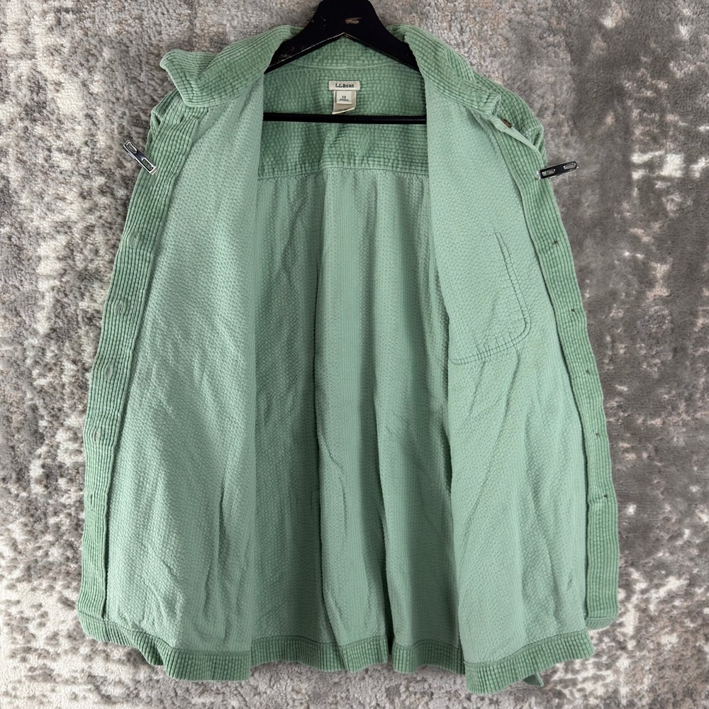 L.L. Bean Size 1X Corduroy Button Up Shirt Jacket Green Long Sleeve Women - Picture 2 of 7